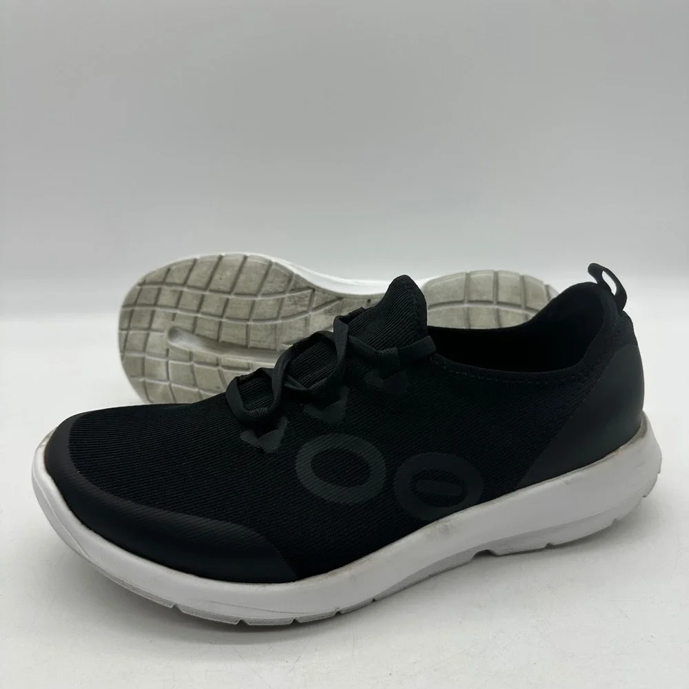 OOFOS 08012024-12 Mens 9 OOmg Sport LS Low Black/White Slip On Recovery Shoes
